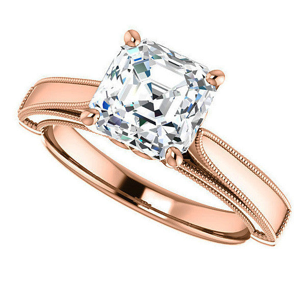 Asscher cut Cathedral Solitaire with Scroll Accents