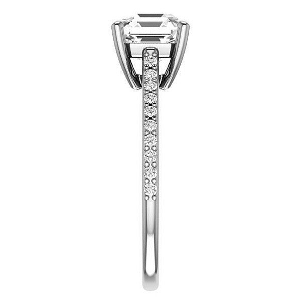 Asscher cut Accented Engagement Ring