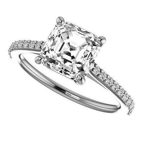 Asscher cut Accented Engagement Ring