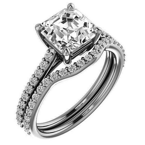 Asscher cut Accented Engagement Ring