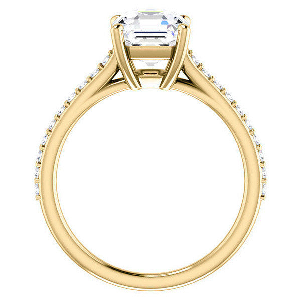 Asscher cut Accented Engagement Ring