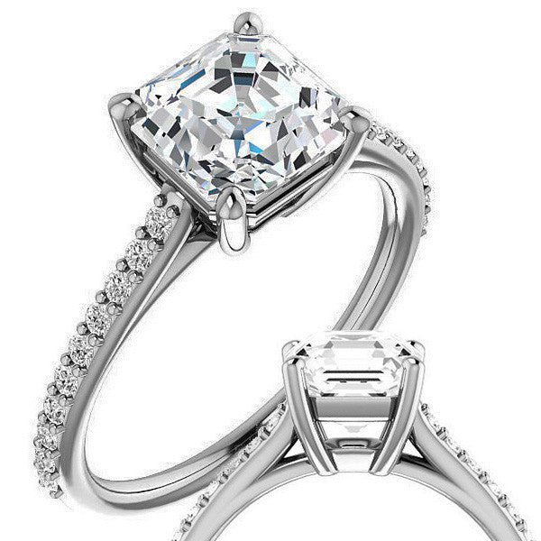 Asscher cut Accented Engagement Ring