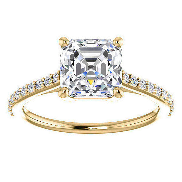 Asscher cut Accented Engagement Ring