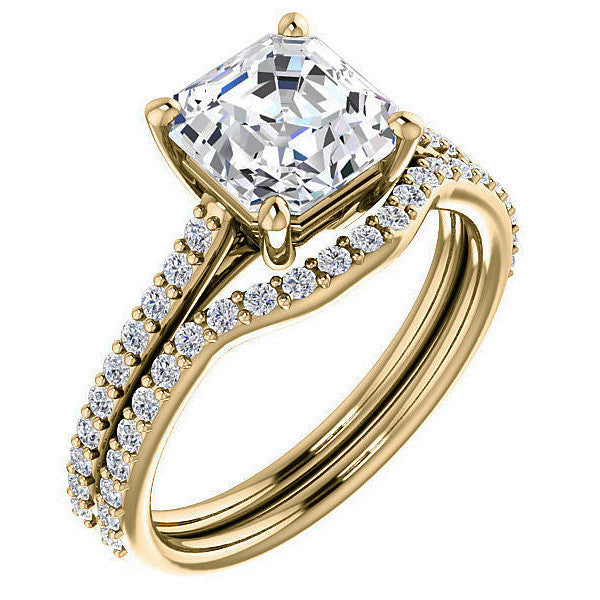 Asscher cut Accented Engagement Ring