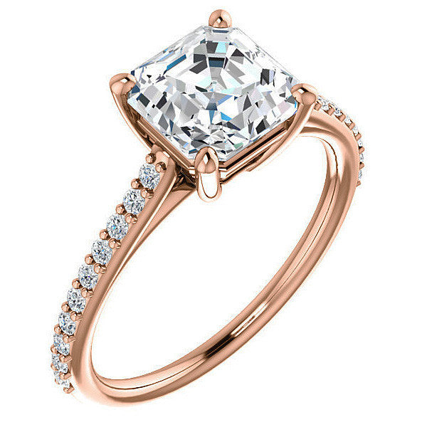 Asscher cut Accented Engagement Ring