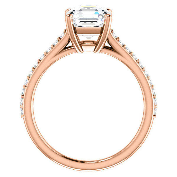 Asscher cut Accented Engagement Ring