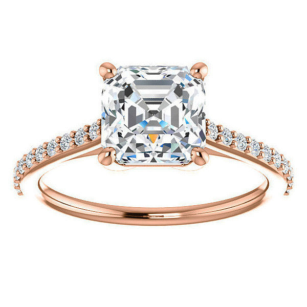 Asscher cut Accented Engagement Ring