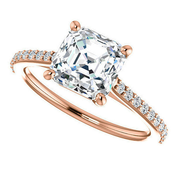 Asscher cut Accented Engagement Ring