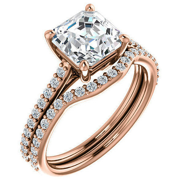 Asscher cut Accented Engagement Ring