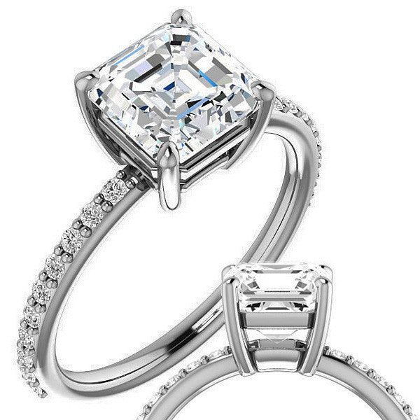 Asscher Moissanite Petite Basket Engagement Ring