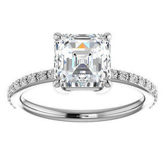 Asscher Moissanite Petite Basket Engagement Ring