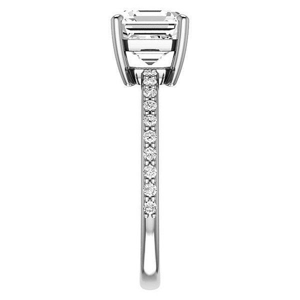 Asscher Moissanite Petite Basket Engagement Ring