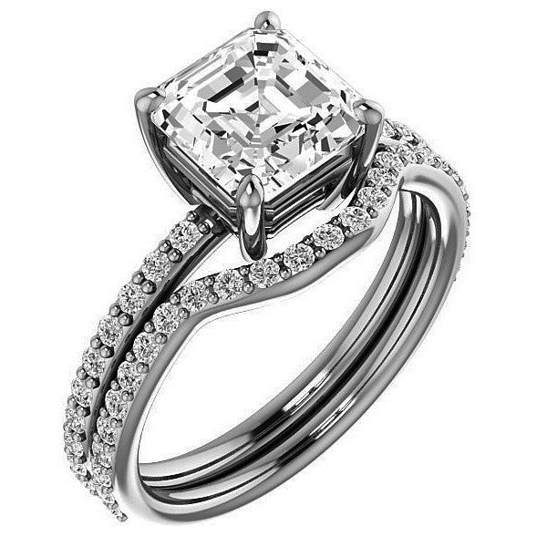 Asscher Moissanite Petite Basket Engagement Ring