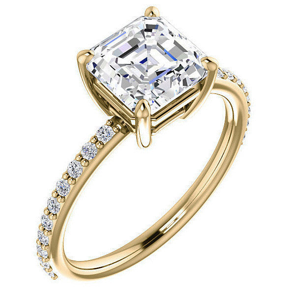 Asscher Moissanite Petite Basket Engagement Ring