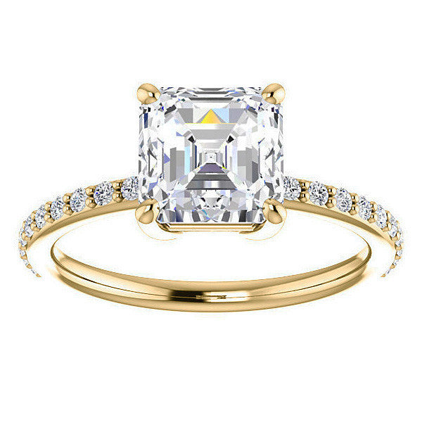 Asscher Moissanite Petite Basket Engagement Ring