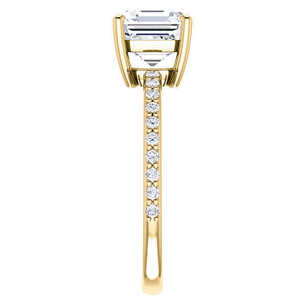Asscher Moissanite Petite Basket Engagement Ring