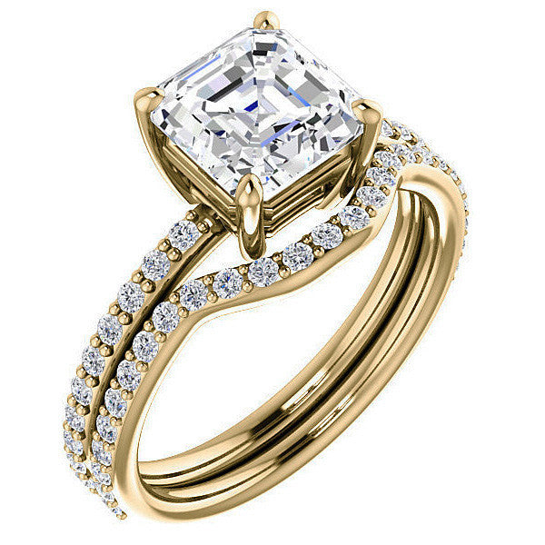 Asscher Moissanite Petite Basket Engagement Ring