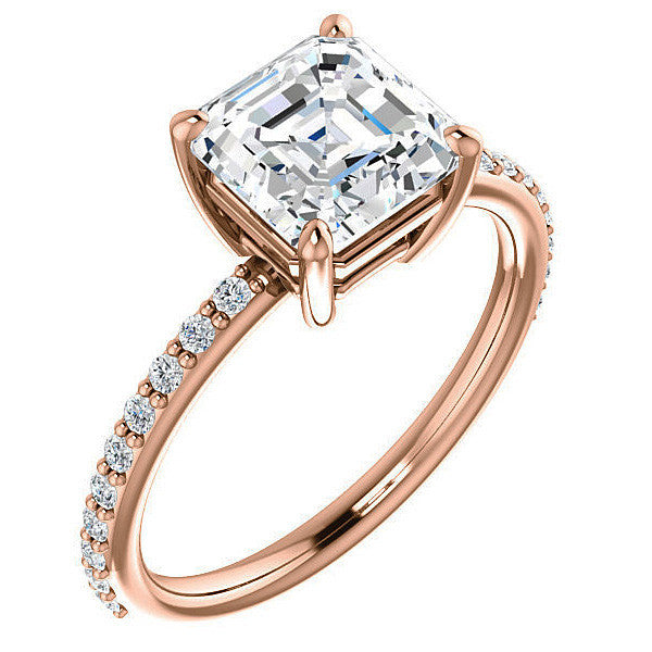 Asscher Moissanite Petite Basket Engagement Ring