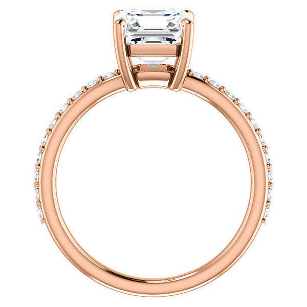 Asscher Moissanite Petite Basket Engagement Ring