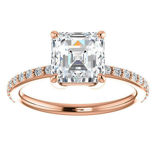 Asscher Moissanite Petite Basket Engagement Ring