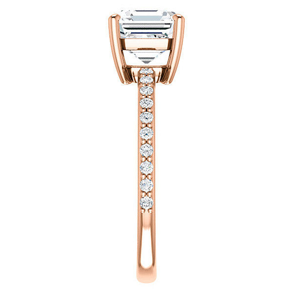 Asscher Moissanite Petite Basket Engagement Ring