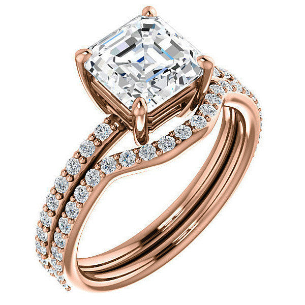 Asscher Moissanite Petite Basket Engagement Ring