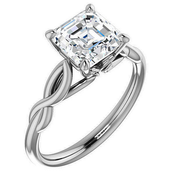 Asscher cut Moissanite Sculptural Styled Solitaire Ring