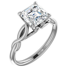 Asscher cut Moissanite Sculptural Styled Solitaire Ring