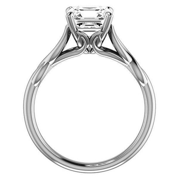Asscher cut Moissanite Sculptural Styled Solitaire Ring