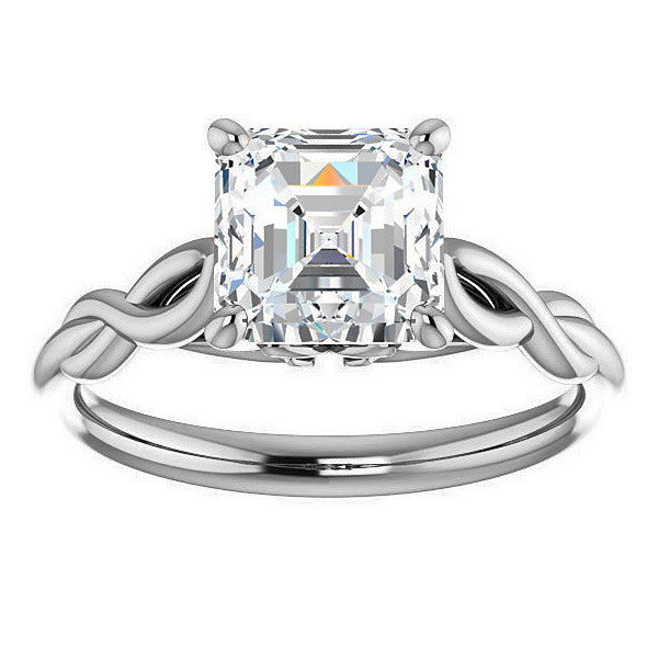 Asscher cut Moissanite Sculptural Styled Solitaire Ring