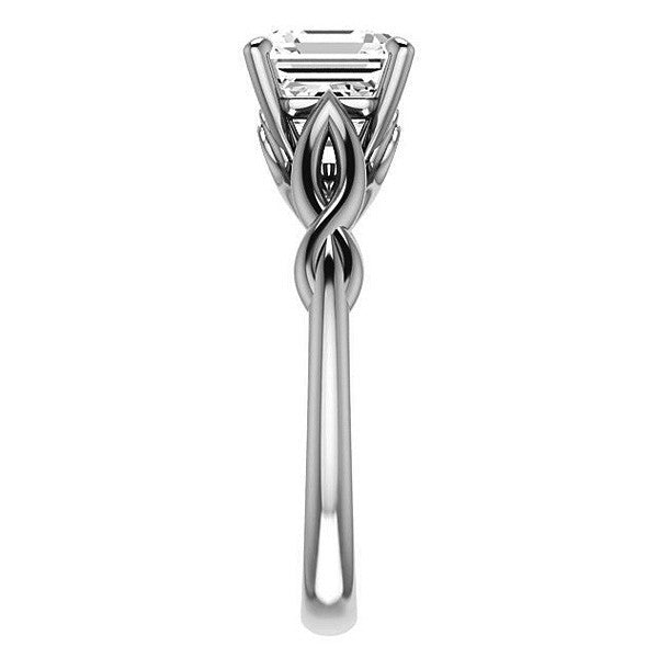 Asscher cut Moissanite Sculptural Styled Solitaire Ring