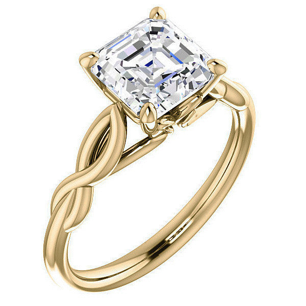 Asscher cut Moissanite Sculptural Styled Solitaire Ring