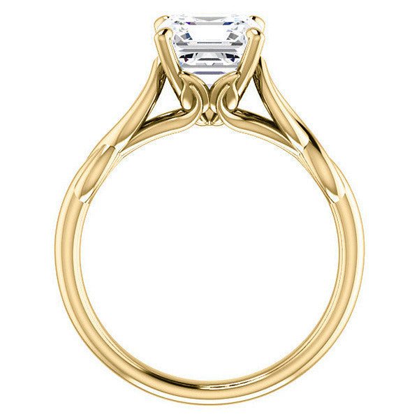 Asscher cut Moissanite Sculptural Styled Solitaire Ring