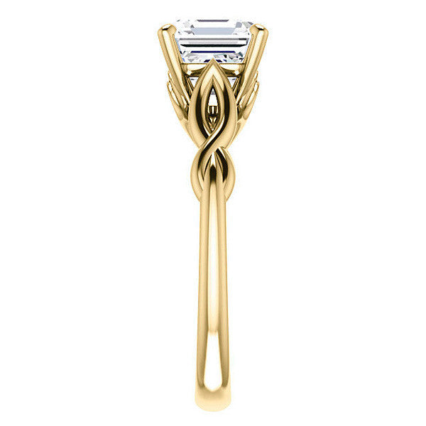 Asscher cut Moissanite Sculptural Styled Solitaire Ring