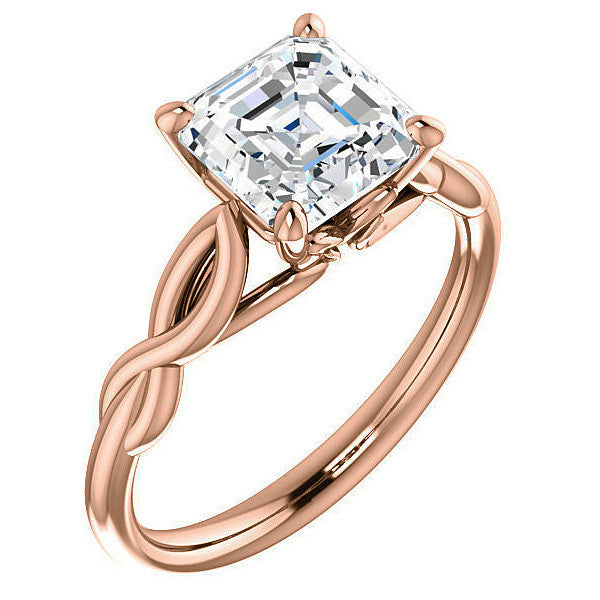 Asscher cut Moissanite Sculptural Styled Solitaire Ring