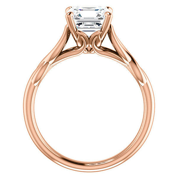 Asscher cut Moissanite Sculptural Styled Solitaire Ring