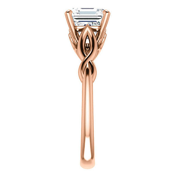 Asscher cut Moissanite Sculptural Styled Solitaire Ring