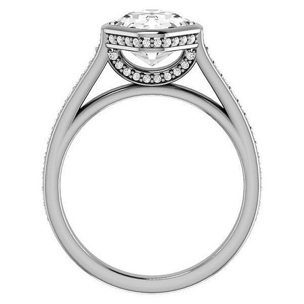 Asscher cut Bezel set Cathedral Engagement Ring