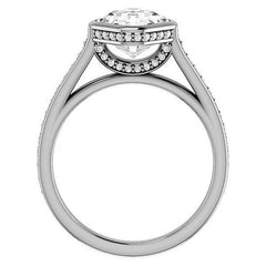 Asscher cut Bezel set Cathedral Engagement Ring