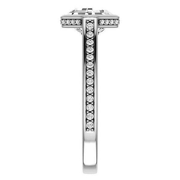 Asscher cut Bezel set Cathedral Engagement Ring