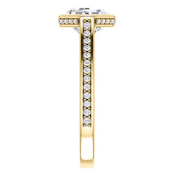 Asscher cut Bezel set Cathedral Engagement Ring