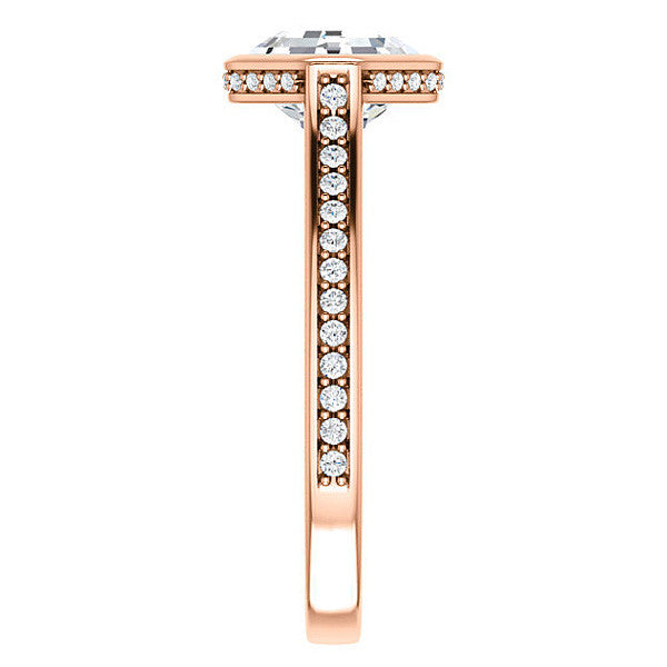 Asscher cut Bezel set Cathedral Engagement Ring