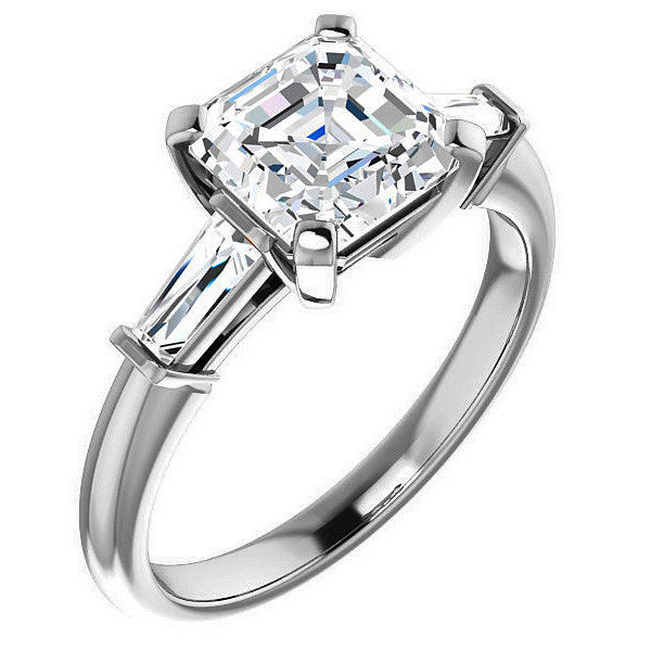 Asscher & Baguette Moissanite Engagement Ring
