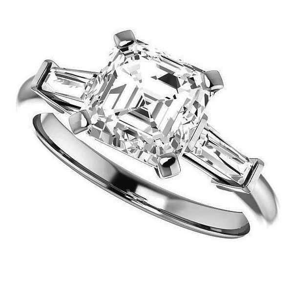 Asscher & Baguette Moissanite Engagement Ring