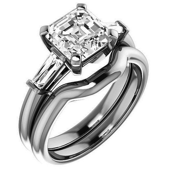 Asscher & Baguette Moissanite Engagement Ring