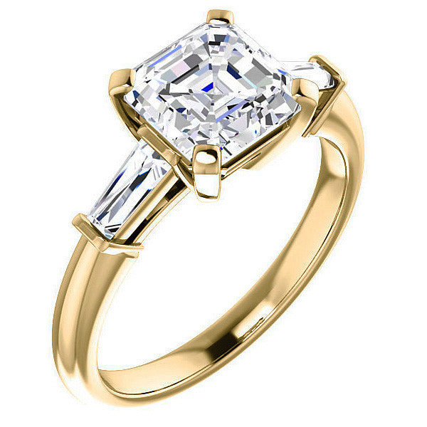 Asscher & Baguette Moissanite Engagement Ring