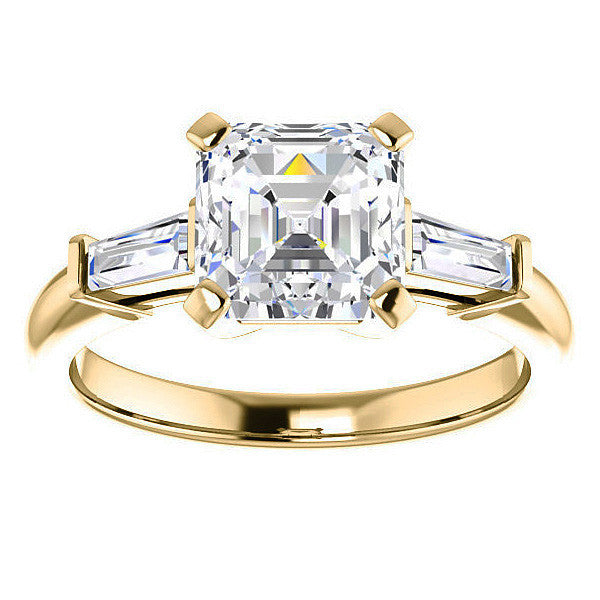 Asscher & Baguette Moissanite Engagement Ring