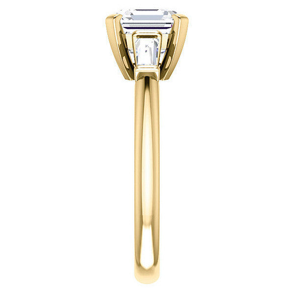 Asscher & Baguette Moissanite Engagement Ring