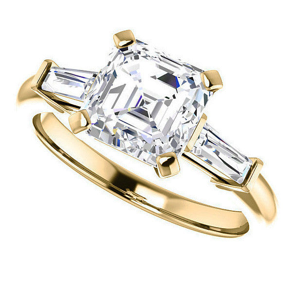 Asscher & Baguette Moissanite Engagement Ring