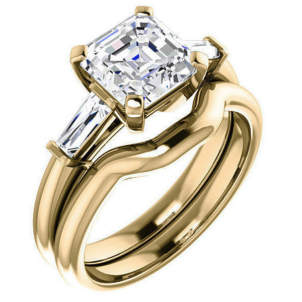 Asscher & Baguette Moissanite Engagement Ring